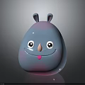 Cute Cartoon Creature With Rabbit Ears Blue Pink Gradient Big Eyes And Smiling Mouth