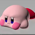 Cute Pink Round Character With Big Eyes Pink Cheeks And Sad Expression On Reflective Surface