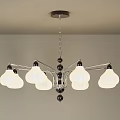 Modern Chandelier with Metal Frame and Multiple White Glass Shade Design