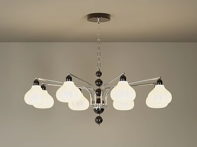 Modern Chandelier with Metal Frame and Multiple White Glass Shade Design 3d model