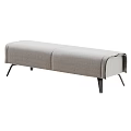 Modern Soft Light Grey Fabric Upholstered Sofa Bench With Sleek Metal Legs For Home Decoration