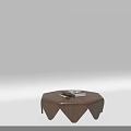 Modern Octagonal Walnut Wood Coffee Table With Stack Of Books 3d model