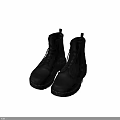 Black Leather Lace Up Boots With Thick Sole For Casual Style