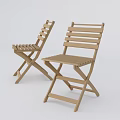 Single Wooden Folding Chair with Modern Slat Seat and Backrest Design