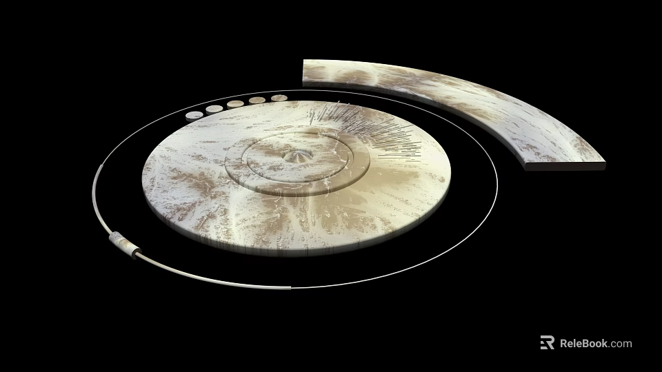 Circular Art Installation Featuring Textured Surface And Curved Ring Structure 3d model