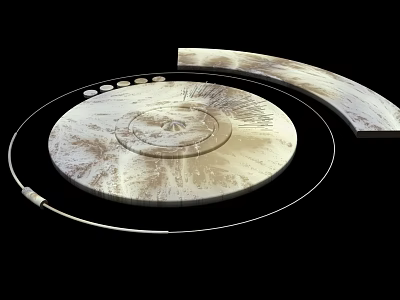 Circular Art Installation Featuring Textured Surface And Curved Ring Structure 3d model
