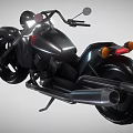 Black Cruiser Style Motorcycle With Red Accent Chrome Handlebars And Exhaust Pipes