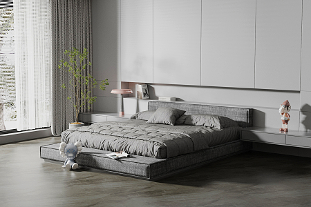 Modern Background Double Bed Double Bed 3d model