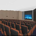 Modern Cinema Hall Interior With Rows Of Seats Large Screen And Wooden Walls