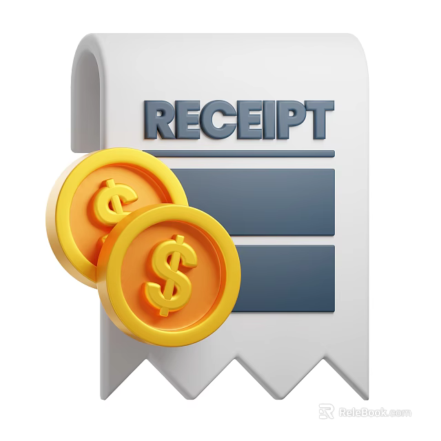 Decorative Ornament Set With Gold Coins Dollar Signs And Receipt Design 3d model 