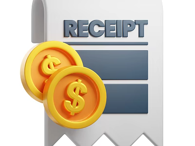 Decorative Ornament Set With Gold Coins Dollar Signs And Receipt Design 3d model
