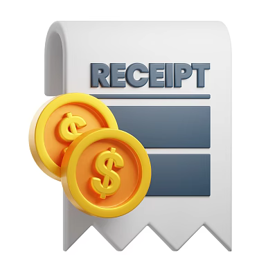 Decorative Ornament Set With Gold Coins Dollar Signs And Receipt Design 3d model