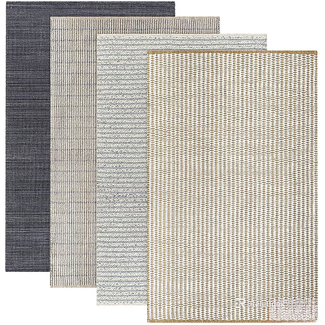 Square Rugs With Various Colors And Textured Patterns 3d model 