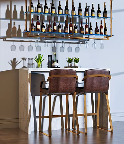 Modern Bar Chair Combination 3d model