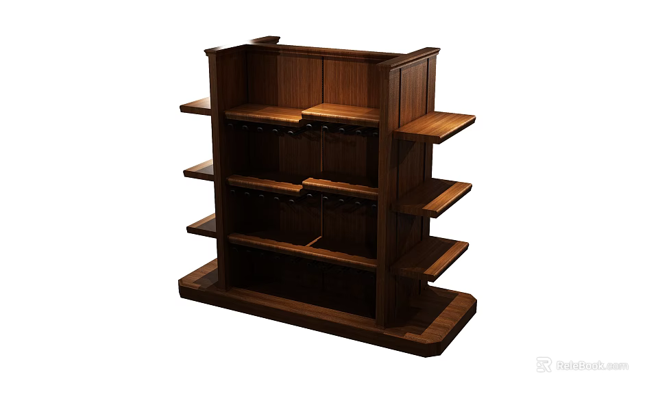 Commercial Outdoor Wooden Display Shelf With Multi Tiered Racks For Product Presentation 3d model 