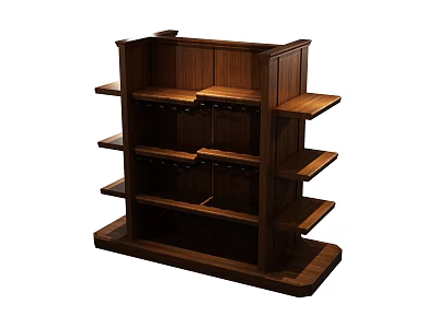 Commercial Outdoor Wooden Display Shelf With Multi Tiered Racks For Product Presentation 3d model