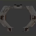 Modern Industrial Transport Pod With Metallic Exterior And Multiple Windows
