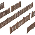 Decorative Wooden Railings With Various Design Styles And Different Structural Features 3d model
