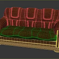 Multi Seat Red Leather Sofa with Traditional Carved Armrests and Stitched Details