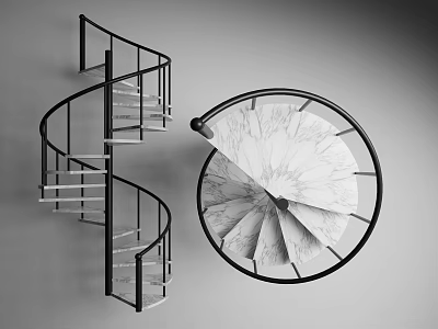 modern staircase marble revolving staircase 3d model