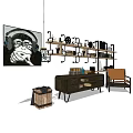 Industrial Entryway Side Cabinet Design With Storage Shelves And Decorative Ornaments