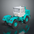 Turquoise And White Toy Tractor Model With Large Wheels Detailed Design