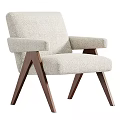 Modern Dining Chair With Beige Upholstered Seat And Dark Wooden Legs