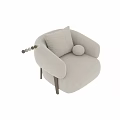 Cozy Brown Velvet Armchair With Plush Cushion And Small Round Pillow Wooden Legs