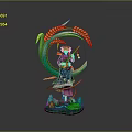 Traditional Figurine Sculpture With Wheat Ears Green Curved Structure And Base