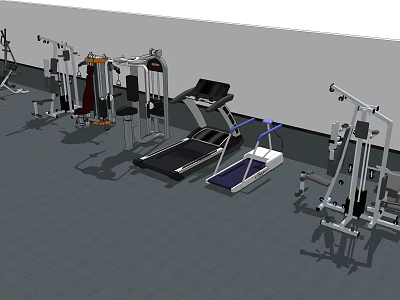 Modern Fitness Club Interior With Treadmill Strength Training Machines and Workout Equipment 3d model