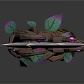 Fantasy Glowing Sword with Blue Purple Light and Decorative Hilt Design