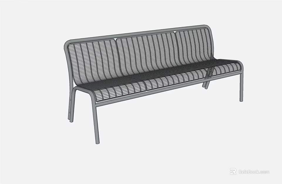 Durable Modern Metal Grid Design Outdoor Landscape Bench For Public Parks 3d model 
