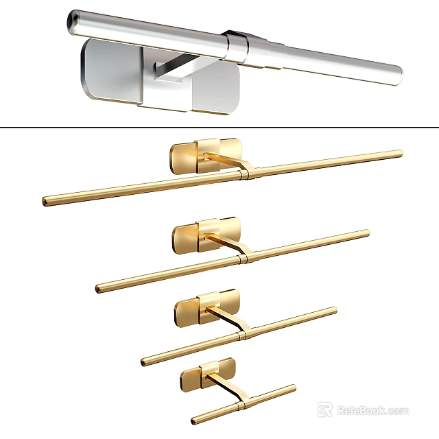 Multiple Modern Wall Lamps With Elegant Golden Finish And Sleek Design 3d model 