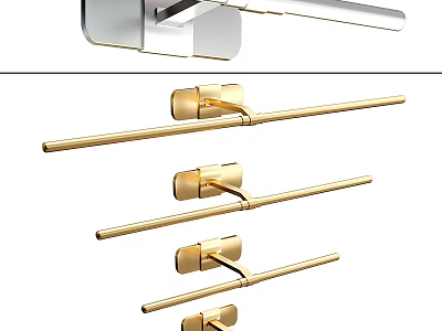 Multiple Modern Wall Lamps With Elegant Golden Finish And Sleek Design 3d model