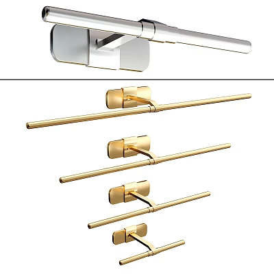 Multiple Modern Wall Lamps With Elegant Golden Finish And Sleek Design 3d model