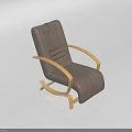 Lazy Sofa Chair Gray Fabric With Wooden Armrests Modern Comfortable Design