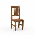 Classic Wooden Dining Chair With Vertical Slat Back And Solid Seat Design 3d model