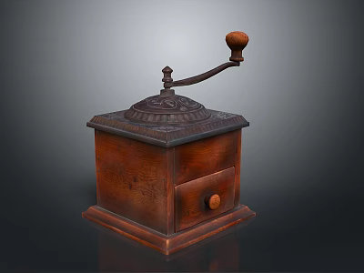 Vintage Wooden Coffee Grinder As Decorative Item On Stylish Office Desk With Classic Design 3d model