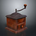 Vintage Wooden Coffee Grinder As Decorative Item On Stylish Office Desk With Classic Design