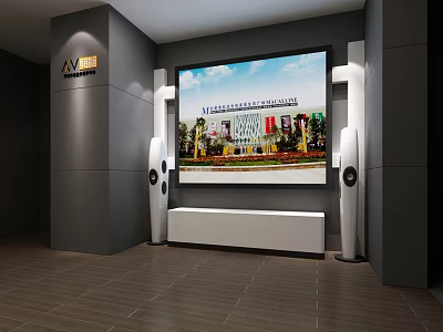 Professional Projection Monitoring System With Large Screen Display And AV Equipment Setup 3d model