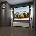 Professional Projection Monitoring System With Large Screen Display And AV Equipment Setup
