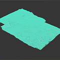 3D Aerial Terrain Model With Green Fields White Structures And Colored Plots