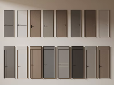 Various Hinged Doors With Different Colors Materials And Styles For Interior Design 3d model