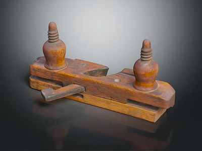 Vintage Wooden Carpentry Hand Tool With Double Knob Design And Traditional Structure 3d model