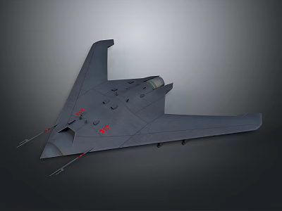 Aerospace Stealth Vehicle With Gray Airframe Red Markings Cockpit And Flying Wing Structure 3d model
