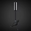 Modern Floor Lamp With Tripod Stand Black Pole And White Rectangular Illuminated Light 3d model