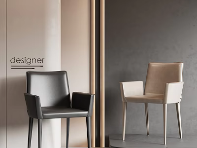 Designer Modern Dining Chairs With Black And Beige Leather In Minimalist Interior 3d model