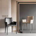 Designer Modern Dining Chairs With Black And Beige Leather In Minimalist Interior