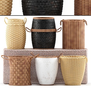 Modern Storage Basket Rattan Storage Basket 3d model