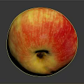 Fresh Ripe Red and Yellow Apple on Dark Background with Shiny Reflection